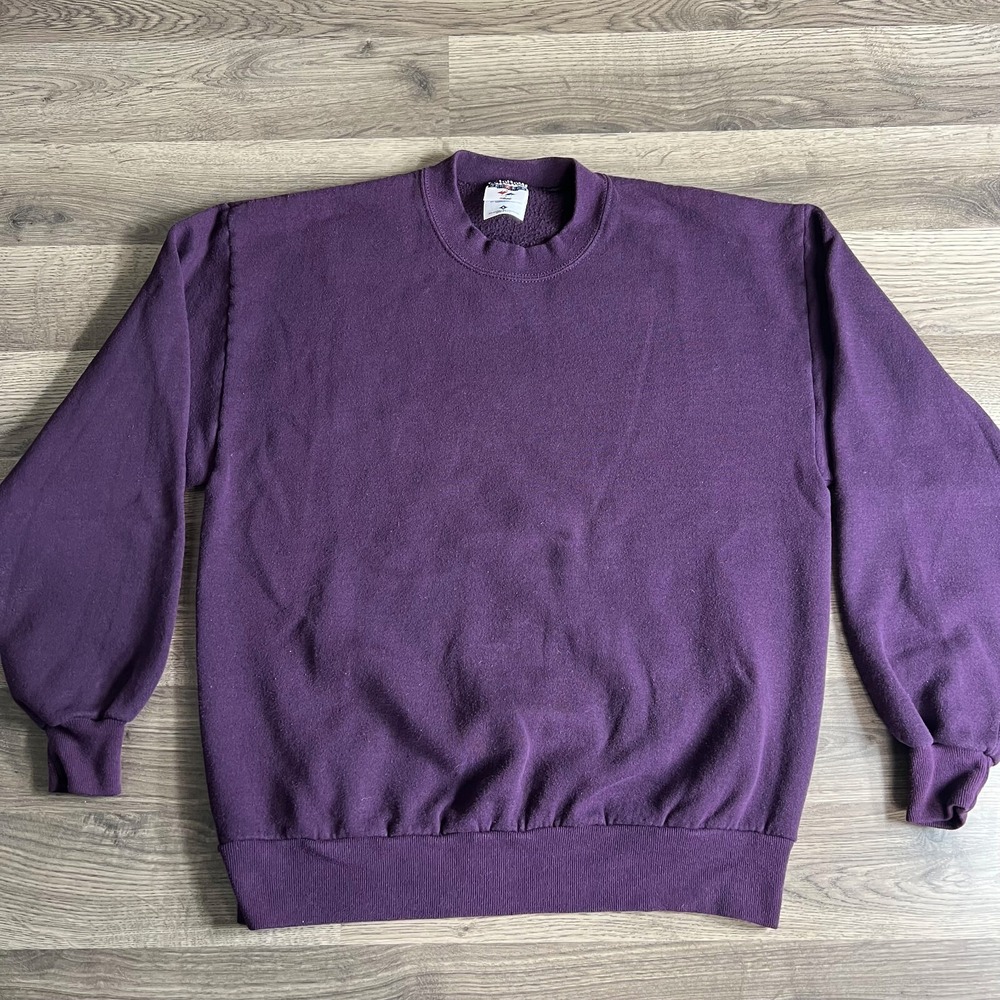 VTG Blank Sweatshirt Mens Large Jerzees Purple Essential 1990s 90s‎ Made in USA